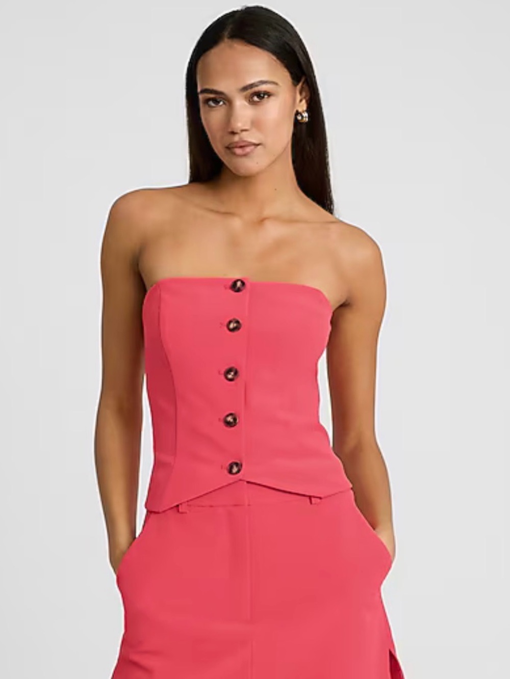 Express Coral Pink Button-Front Women's Top